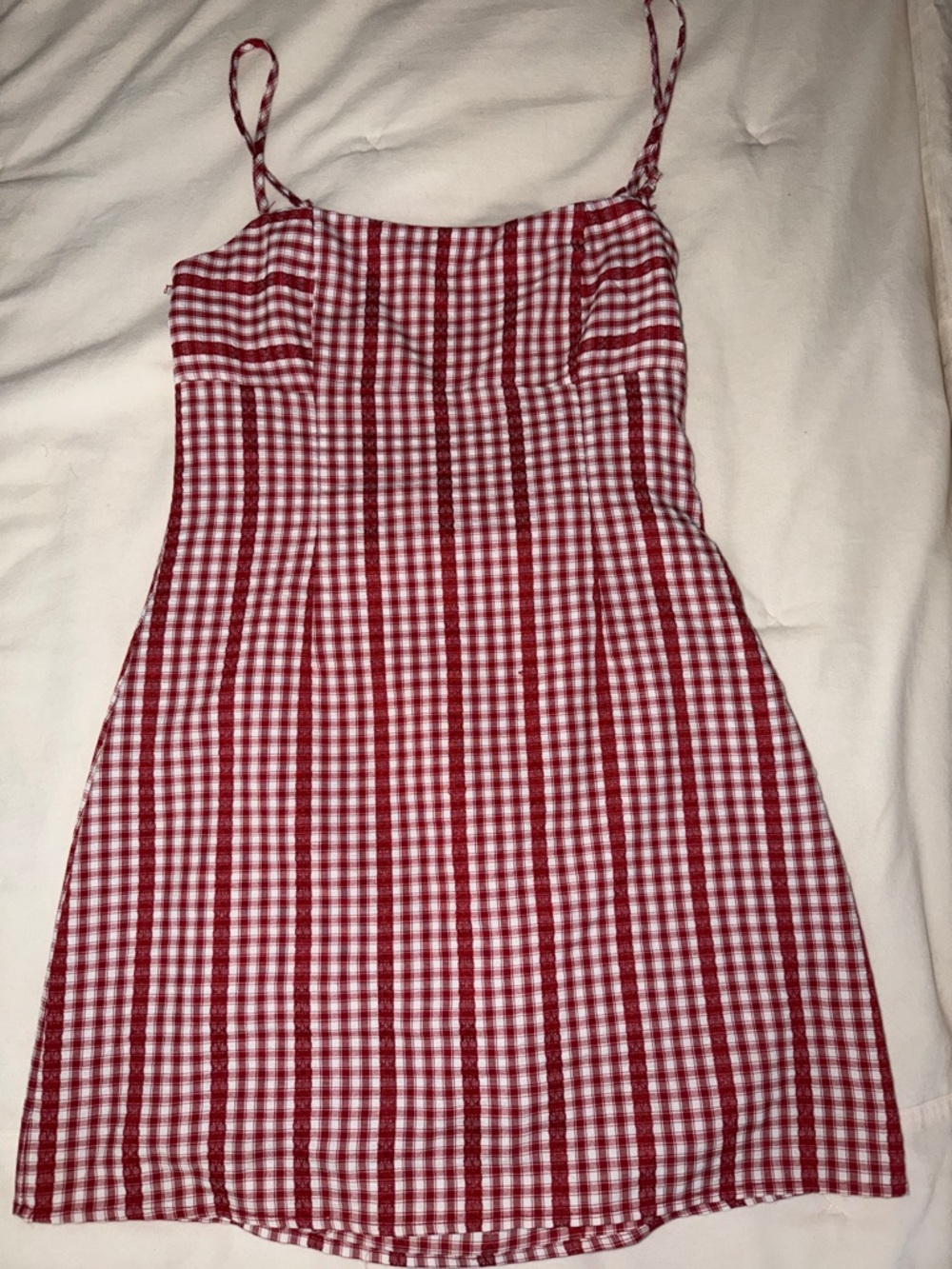 RSQ Red Gingham Backless Spaghetti-Strap Dress